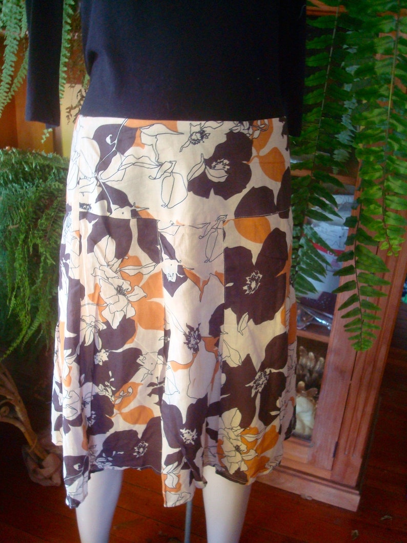 womens skirt OOAK vintage floral ladies large cotton skirt summer skirt autun tones skirt