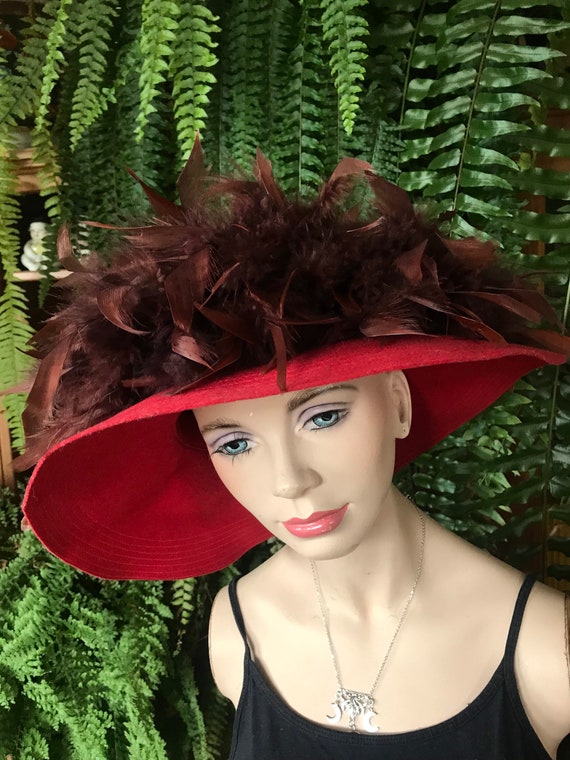 fancy hat hat with feathers art deco hat vintage … - image 1