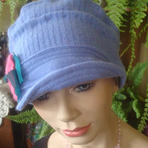 Sombrero de quimio de vendedor de periódicos para mujer Gorro de lana Gorro de vendedor de periódicos Gorro de quimio Sombrero azul Gorro de visera Gorro de quimio suave