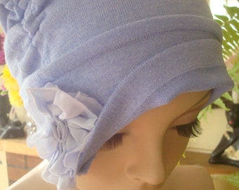 womens hat womens chemo hat soft hat chemo turban womens chemo headwear womens blue hat slouchy hat