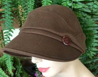 Womens slouchy newsboy hat brown hat panelled soft hat peak cap