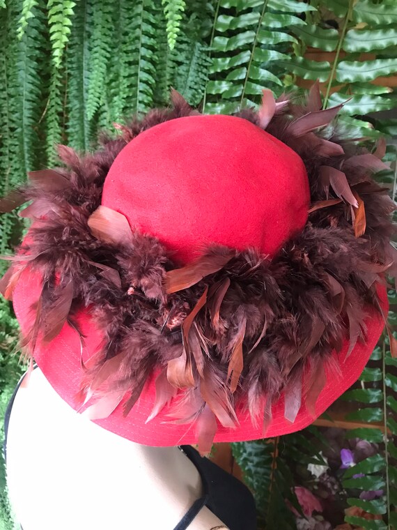 fancy hat hat with feathers art deco hat vintage … - image 2