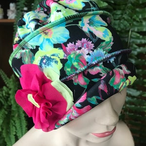 womens bathing cap swim cap Chemo Hat turban  Beanie slouchy Hat womens chemo hat  Headwear floral bathing cap
