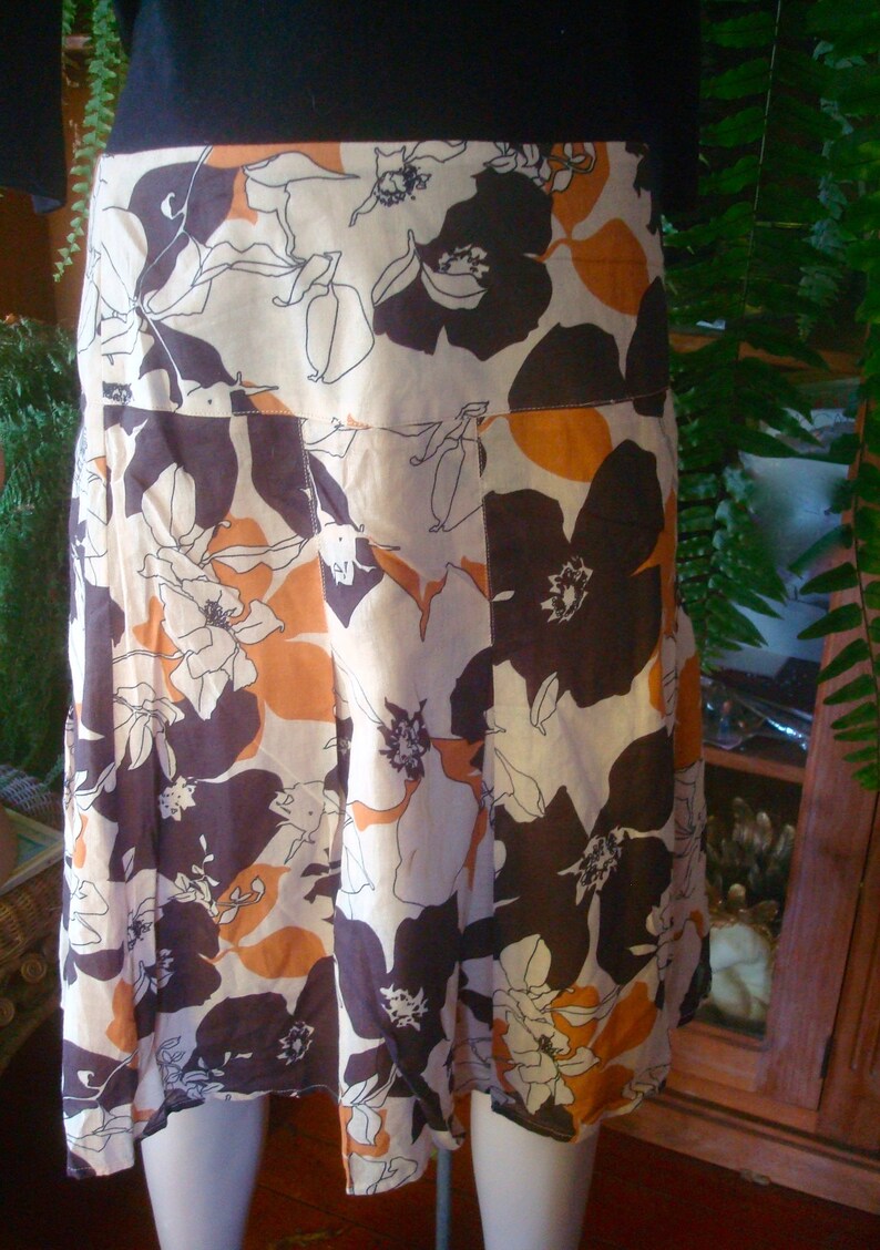 womens skirt OOAK vintage floral ladies large cotton skirt summer skirt autun tones skirt