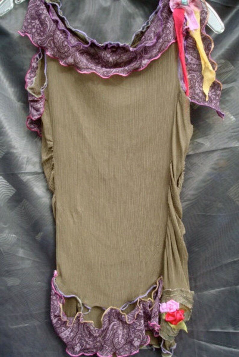 khaki silk top