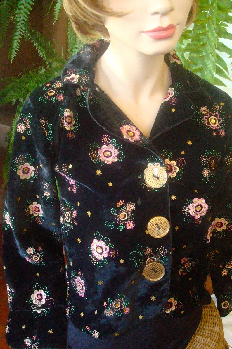 womens jacket embroidered jacket vintage jacket black jacket velveteen jacket evening jacket