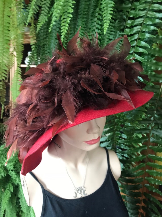 fancy hat hat with feathers art deco hat vintage … - image 3