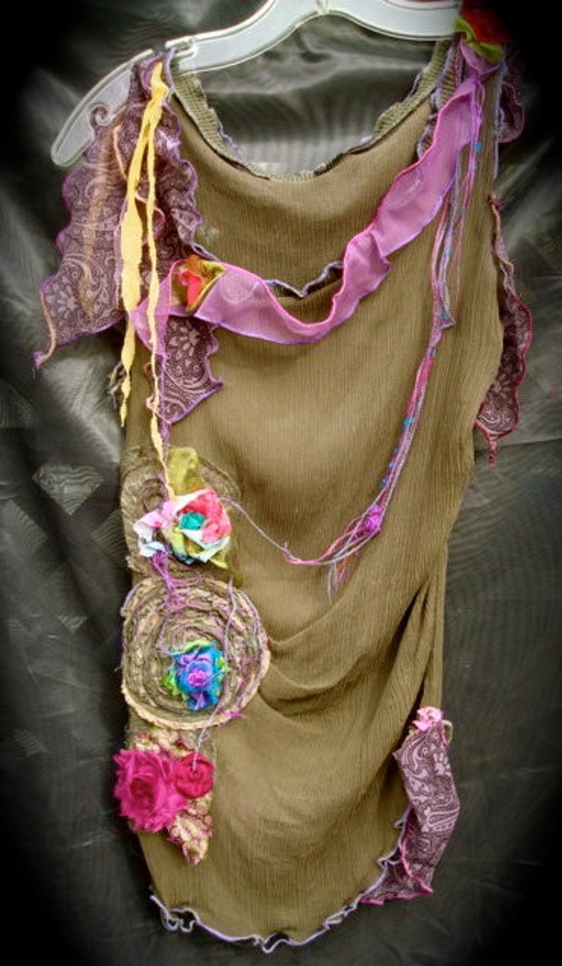 khaki silk top