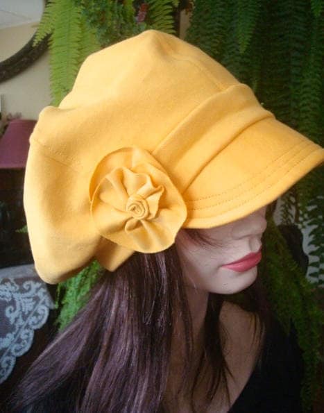 womens hats newsboy soft hat peak cap chemo hat oversize slouchy hat gold yellow