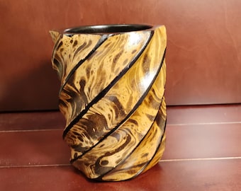 Handcrafted Mango Wood Pen Holder Unique Design Office Decor Desk Organizer Home Decoration Desk Accessory Shiny Brown Color B