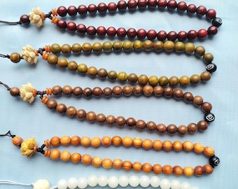 Wooden Beads Phone Chain Phone Charm Holder Strap 6 Natural Colors Green/Golden/Red Sandalwood Ebony Arborvitae Ivory Handmade Knots