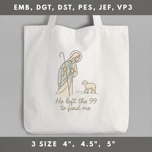 Christian Embroidery File He Left the 99 Lost Sheep Design Religious Faith Based Machine Stitch Pattern for Sweatshirt Shirt or Tote Bag