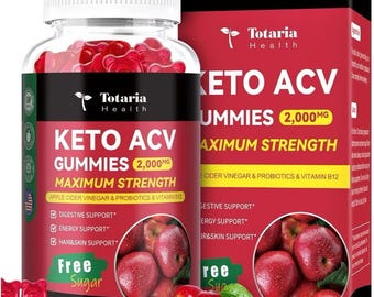 Totaria Keto Gummies with Apple Cider Vinegar – 2 Bottles (120 Gummies) | Supports Metabolism, Energy & Stress Relief
