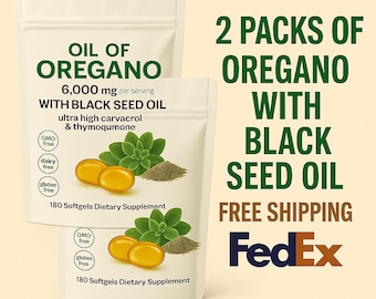 2 Packs Of Oregano Oil Capsules with Black Seed Oil – 360 Softgels | Herbal Supplement | Halal Gelatin