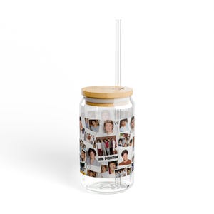 One Direction Collage Sipper Glass, 16oz - Fan Gift, Personalized Drinkware, Concert Memorabilia, Custom Photo Glass, Birthday Present