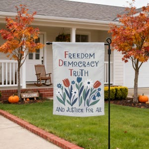 Progressive Garden Flag,Subtle Floral Resist Design,Anti MAGA Yard Sign,Leftist Political House Flag,Anti Fascism Outdoor Decor,USA Flag