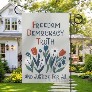 Progressive Garden Flag,Subtle Floral Resist Design,Anti MAGA Yard Sign,Leftist Political House Flag,Anti Fascism Outdoor Decor,USA Flag