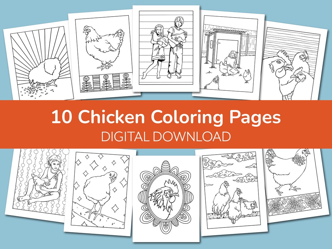 10 Chicken Coloring Pages Instant Download All Ages Printable PDF