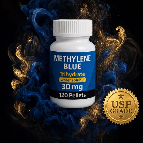 Methylene Blue Tablets | USP Grade, 99.995% Pure, 30mg x 120 Count (3600mg)