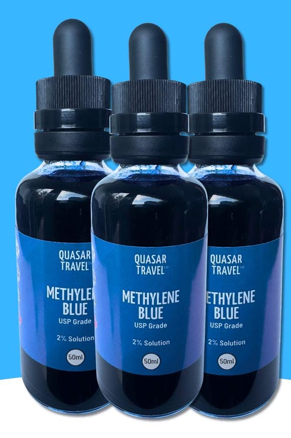 Methylene Blue 2% Concentrate (3 Bottles) , 50ml Glass Dropper, Ultra High Quality USP Grade, Free of Formaldehyde, Canadian Made