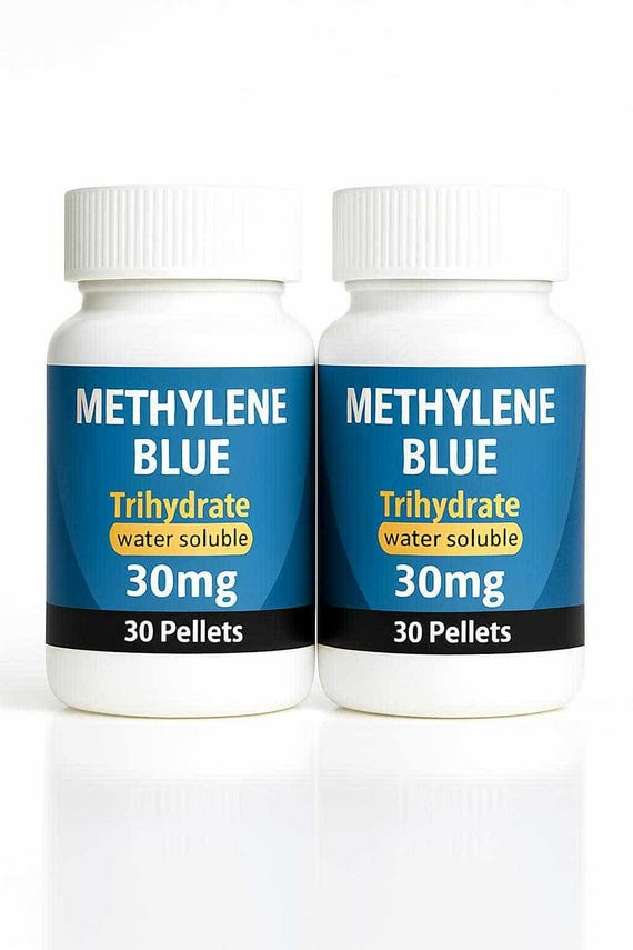 Methylene Blue Tablets: 99.995% Pure, USP Grade, 60 Tablets (2x 30 Tab Bottles)