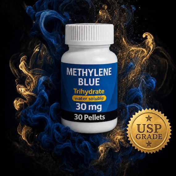 Methylene Blue Tablets | USP Grade, 99.995% Pure, 30mg x 30 Count (900mg)