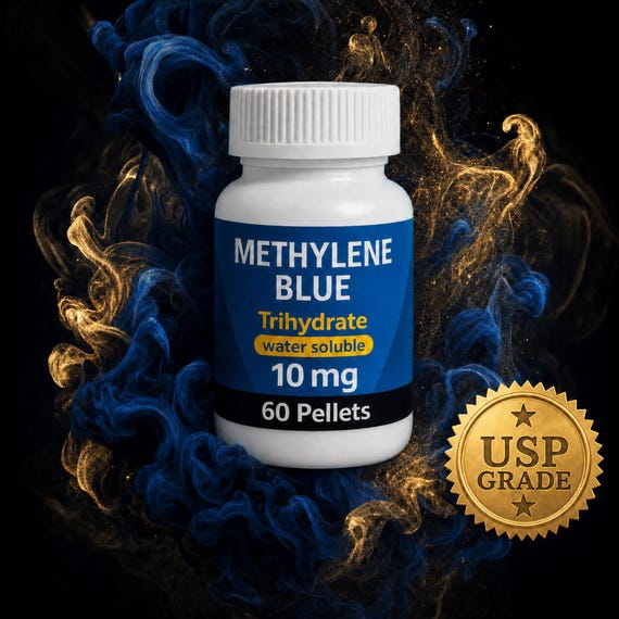 Methylene Blue Tablets | USP Grade, 99.995% Pure, 10mg x 60 Count (600mg)