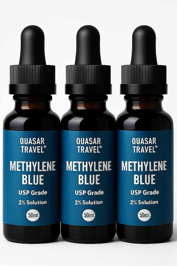 Methylene Blue 2% Concentrate Tincture: USP Grade, GMP Certified, 50ml Glass Dropper (3 Bottles)