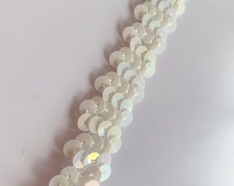 Blanco irredentista estiramiento lentejuelas estiramiento Trim Lentejuelas novia adorno de baile de graduación adorno de vestuario adorno blanco 3/4 "de ancho