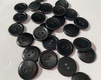 Medium black sewing buttons plastic sewing buttons 3/4" black button 6 sewing buttons 2 hole sewing button