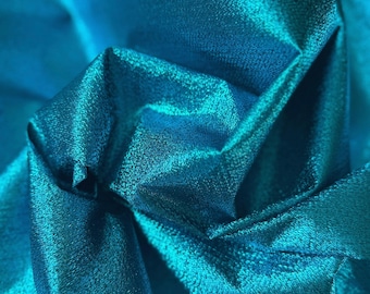 Metallic Turquoise Stiff Tissue Lame Fabric, Stiff Poly, By The Yard