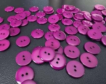 Small Purple Sewing Buttons, 11/16 inch, 2-Hole - Set of 6
