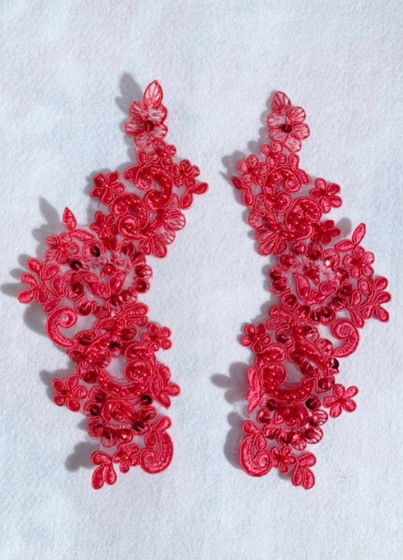 Salmon Acrylic Beaded Crochet Sew On Applique