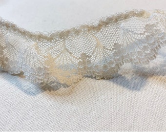 Ivory lace ruffle trim bridal lace trim bridal trim floral lace ruffle trim