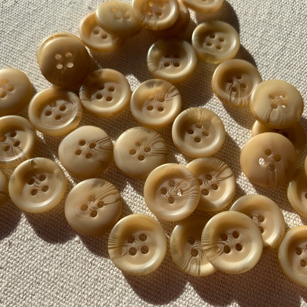 Medium marbled tan and light brown sewing buttons plastic sewing buttons 5/8" vintage sewing button 6 buttons 2 hole sewing button