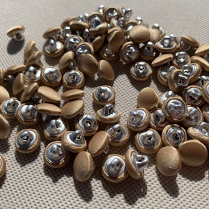 Bridal Buttons satin covered by the Dozen color  Dark beige. Dark beige satin covered button metal back satin buttons with metal backing