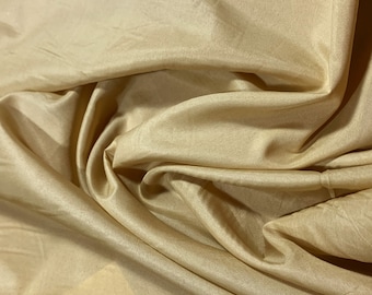 Champagne Pongee Lining Fabric, Lightweight Poly, 60" Wide, Dress Fabric