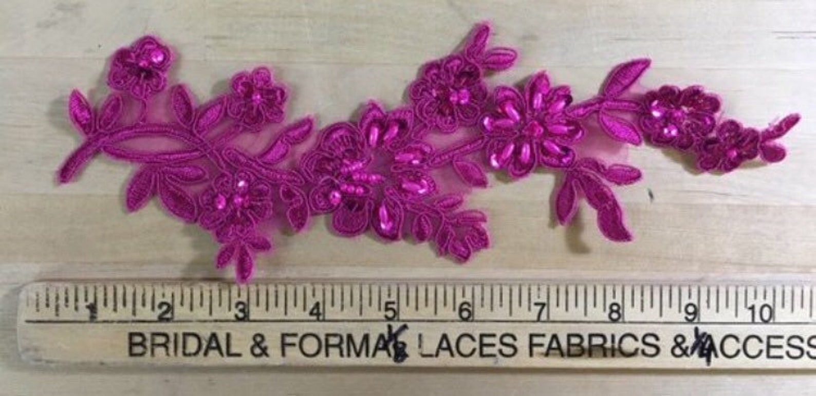Fuchsia Beaded Applique Beaded Applique Lace Pair for Lyrical Etsy