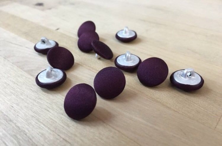 Upholstery Buttons, Silver Grey Faux Suede Buttons, Fabric Covered