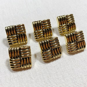 Medium gold square buttons plastic sewing buttons 7/8&quot; gold plastic shank vintage sewing button