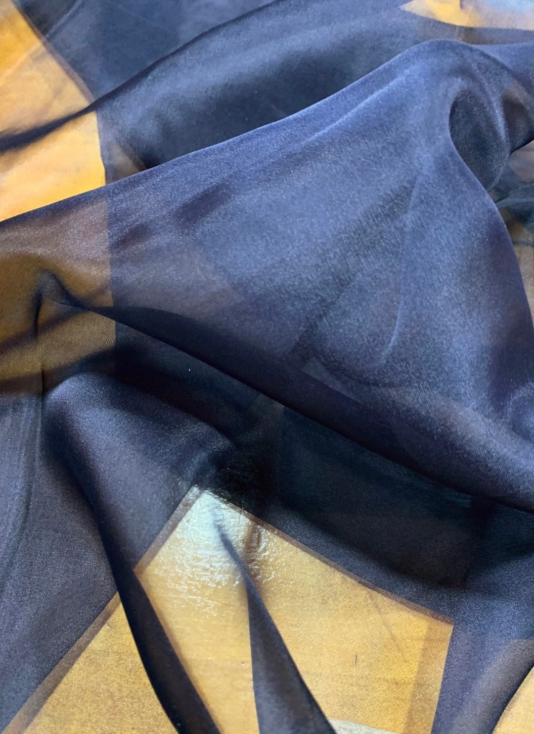 Dark Navy Silk Satin Face Organza Fabric main image 0