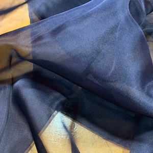 Silk Organza , Navy 45&quot; width silk fabric by the half yard