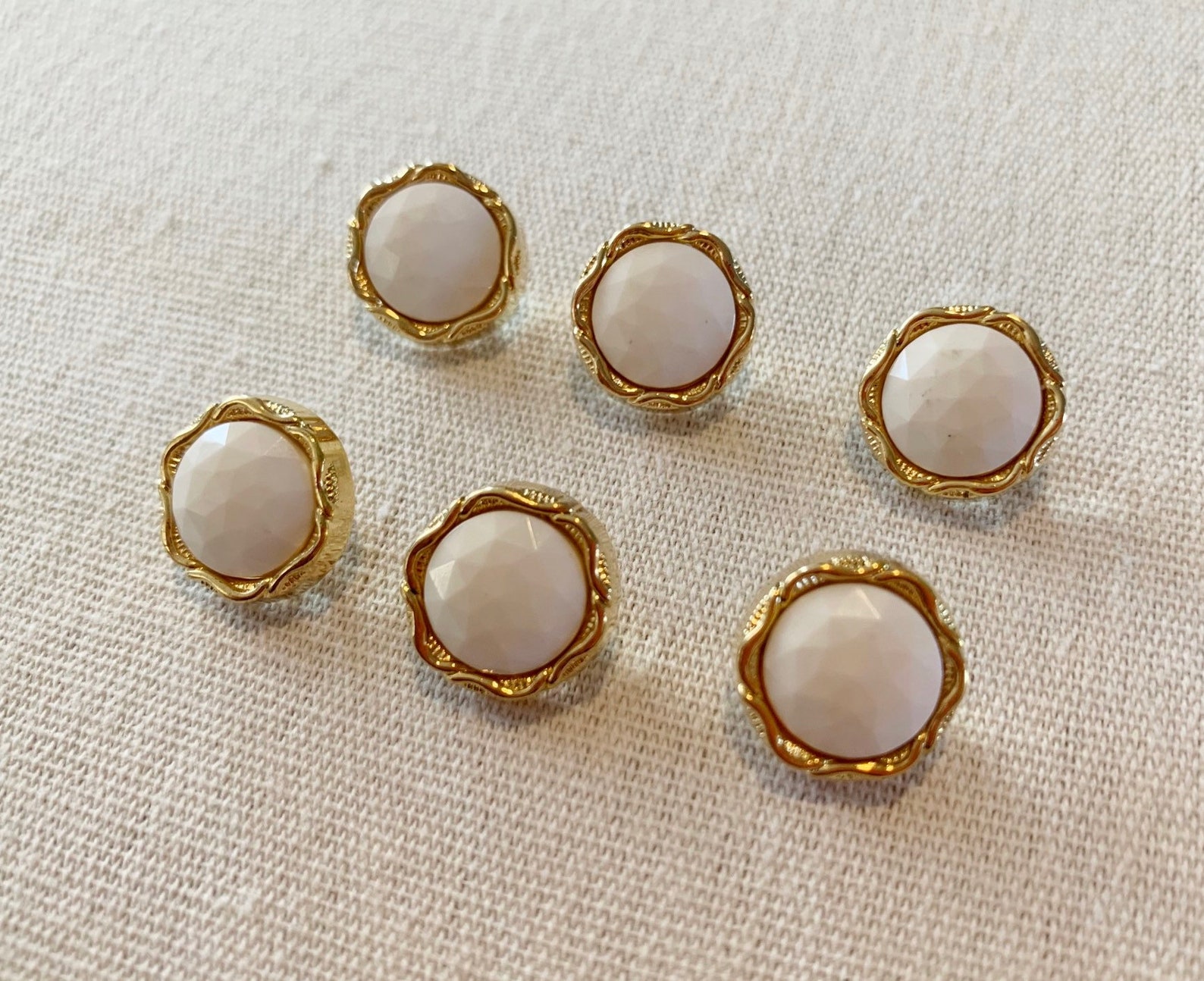 Small Gold Trim Buttons With White Plastic Sewing Buttons 5/8 Etsy