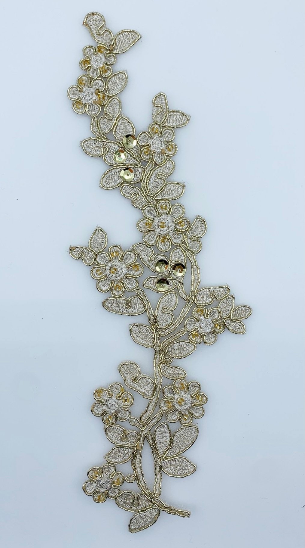 Gold metallic beaded Applique on netting beaded Applique lace Etsy