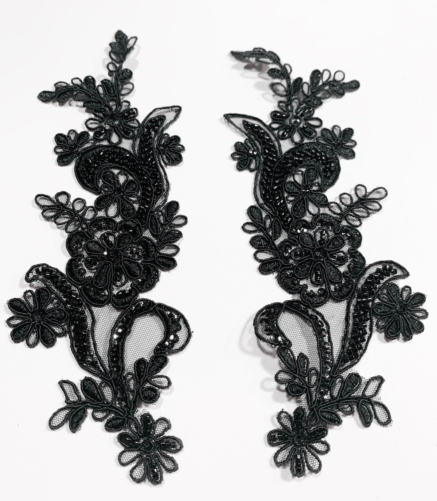 Black Applique, Venice Lace Applique, Embroidered Lace Applique for Sewing  Craft, Costume Design, Home Decor 2 Colors 