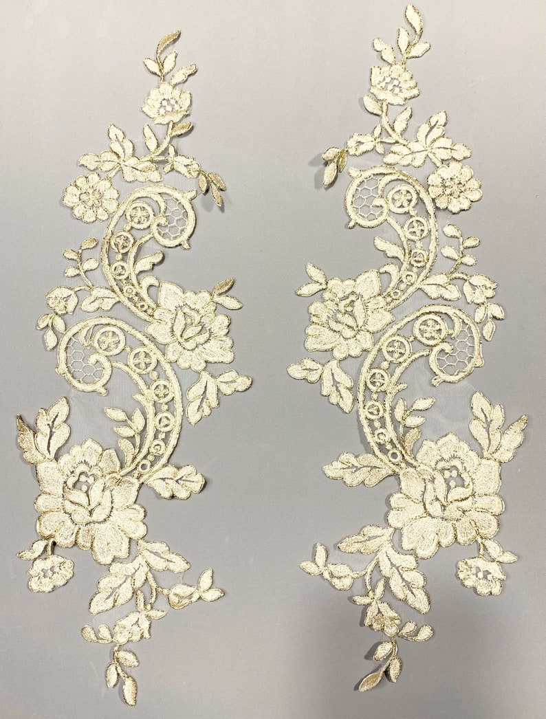 Gold Metallic Applique Applique Lace Pair for Lyrical Dance Etsy