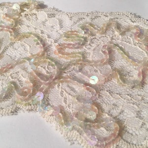 Ivory sequins lace trim bridal lace trim with floral design bridal trim chantilly lace trim