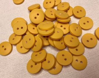 Small button orange yellow Matt finish plastic sewing buttons 3/4” 16mm vintage sewing button 6 buttons 2 hole button