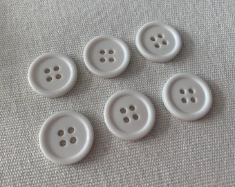 Medium buttons white buttons 7/8 inch sewing buttons, 6 sew through buttons white buttons plastic buttons 4 hole button