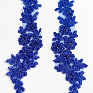 Royal beaded Applique, beaded Applique lace pair for lyrical dance ballroom costumes bridal headbands sashes on with sequin and pearl